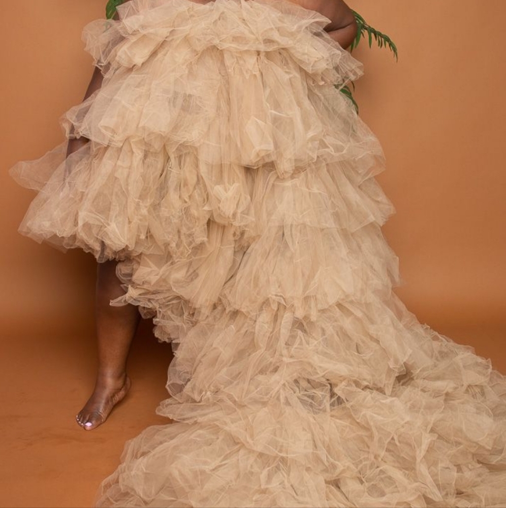 OYEMWEN TIERED HIGH LOW TULLE MAXI TUTU DRESS